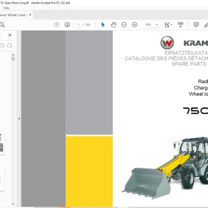 KRAMER Wheel loader 750T Spare Parts List Manual SN346120001  -  PDF DOWNLOAD