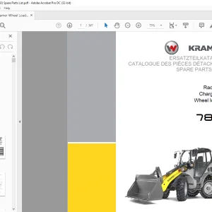 KRAMER Wheel loader 780 Spare Parts List Manual SN352020001 -  PDF DOWNLOAD
