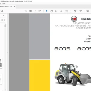 KRAMER Wheel loader 8075 8075L Spare Parts List Manual SN351040001 - PDF DOWNLOAD