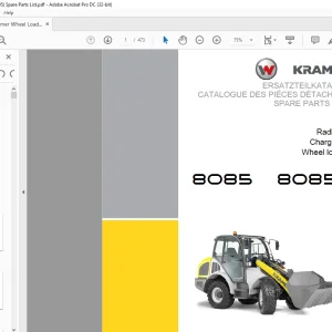 KRAMER Wheel loader 8085 8085L Spare Parts List Manual SN351050001 - PDF DOWNLOAD