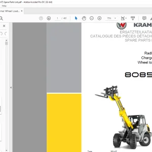 KRAMER Wheel loader 8085T Spare Parts List Manual SN351070001  - PDF DOWNLOAD
