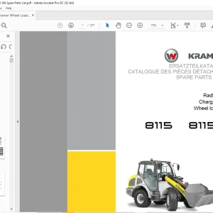 KRAMER Wheel loader 8115 8115L Spare Parts List Manual SN352040001 - PDF DOWNLOAD