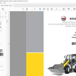 KRAMER Wheel loader 850 Spare Parts List Manual SN346040001 - PDF DOWNLOAD