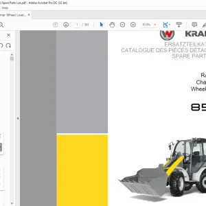 KRAMER Wheel loader 850 Spare Parts List Manual SN346060001 - PDF DOWNLOAD