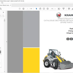 KRAMER Wheel loader 880 Spare Parts List Manual SN345020001 - PDF DOWNLOAD