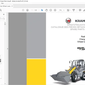 KRAMER Wheel loader 950 Spare Parts List Manual SN347030001 - PDF DOWNLOAD