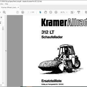 Kramer 312 LT Schaufellader Ersatzteilliste Manual 120501 - PDF DOWNLOAD (German)