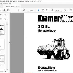 Kramer 312 SL Schaufellader Ersatzteilliste Manual 124363 - PDF DOWNLOAD (German)