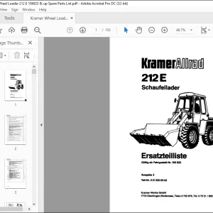 Kramer Allrad 212 E Schaufellader Ersatzteilliste Manual 106925  -  PDF DOWNLOAD (German)