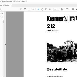 Kramer Allrad 212 Schaufellader Ersatzteilliste Manual 103343 - PDF DOWNLOAD (German)
