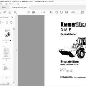 Kramer Allrad 312 E Schaufellader Ersatzteilliste Manual 107467 - PDF DOWNLOAD (GERMAN)