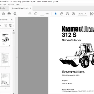 Kramer Allrad 312 Schaufellader Ersatzteilliste Manual 103710 - PDF DOWNLOAD (German)