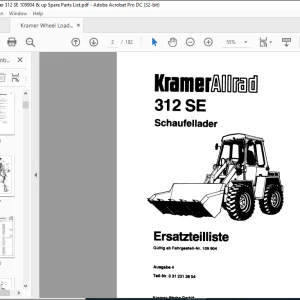 Kramer Allrad 312SE Schaufellader Ersatzteilliste Manual - PDF DOWNLOAD (German)