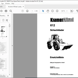 Kramer Allrad 612 Schaufellader Ersatzteilliste Manual 106367 - PDF DOWNLOAD (German)