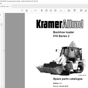 Kramer Allrad Backhoe loader 616 Series 2 Spare parts catalogue Manual SN 616660001  - PDF DOWNLOAD