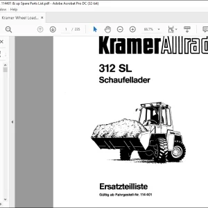 Kramer Allrad Baggerlader 312SL Ersatzteilliste Manual 114401 - PDF DOWNLOAD (German)