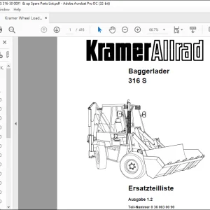 Kramer Allrad Baggerlader 316 S Ersatzteilliste Manual 316500001 - PDF DOWNLOAD (German)