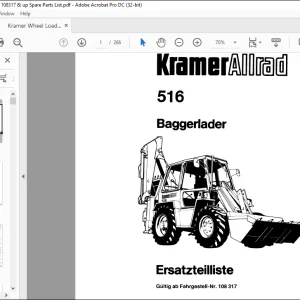 Kramer Allrad Baggerlader 516 Ersatzteilliste Manual 108317 - PDF DOWNLOAD (German)