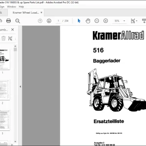Kramer Allrad Baggerlader 516 Ersatzteilliste Manual - PDF DOWNLOAD (German)