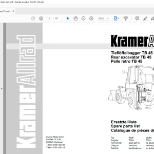 Kramer Allrad Rear excavator TB 45 Spare parts catalogue Manual - PDF DOWNLOAD