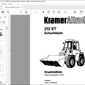 Kramer Allrad Schaufellader 312 ET Ersatzteilliste Manual 116801 - PDF DOWNLOAD (German)
