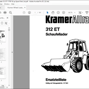 Kramer Allrad Schaufellader 312 ET Ersatzteilliste Manual 117001 - PDF DOWNLOAD (German)