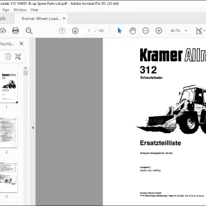 Kramer Allrad  Schaufellader 312 Ersatzteilliste Manual - PDF DOWNLOAD (German)