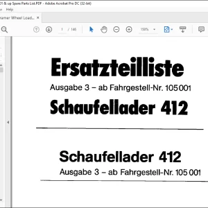 Kramer Allrad Schaufellader 412 Ersatzteilliste Manual 105001 - PDF DOWNLOAD (German) - PDF DOWNLOAD