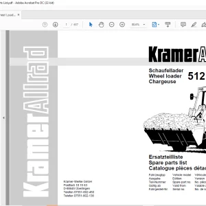 Kramer Allrad Wheel Loader 512 SL SLx Spare Parts List Manual -  PDF DOWNLOAD