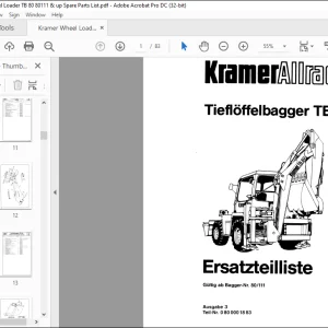 Kramer Tiefloffelbagger TB 80 Ersatzteilliste Manual - PDF DOWNLOAD (German)