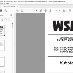 Kubota Rotary Mower RCK48-15BX RCK48-22BX RCK54-15BX RCK54-22BX RCK60B-22BX Workshop Manual - PDF DOWNLOAD