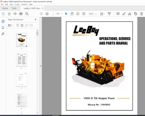 LEEBOY 1000 D Tilt Hopper Paver OPERATIONS, SERVICE & PARTS MANUAL 1000802 PDF DOWNLOAD