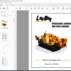 LEEBOY 1000 D Tilt Hopper Paver OPERATIONS, SERVICE & PARTS MANUAL 1000802 PDF DOWNLOAD