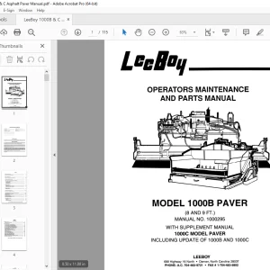 LEEBOY 1000B PAVER Operation, Maintenance & Parts Manual 1000295 PDF DOWNLOAD