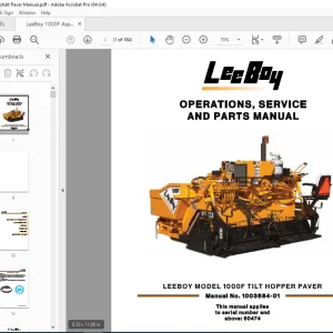 LEEBOY 1000F Tilt Hopper Paver Operations, Service & Parts Manual SN 60474 PDF DOWNLOAD
