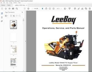 LEEBOY 1000G Tilt Hopper Paver Operations, Service & Parts Manual SN 121508 PDF DOWNLOAD