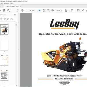 LEEBOY 1000G Tilt Hopper Paver Operations, Service & Parts Manual SN 121508 PDF DOWNLOAD
