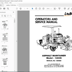 LEEBOY 1200S ASPHALT MAINTAINER OPERATORS & SERVICE MANUAL 1200600 PDF DOWNLOAD