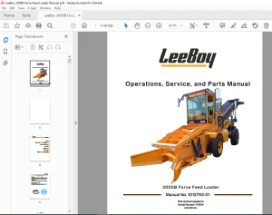 LEEBOY 3000B Force Feed Loader OperationS, Service & Parts Manual SN 111604 PDF DOWNLOAD