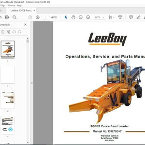 LEEBOY 3000B Force Feed Loader OperationS, Service & Parts Manual SN 111604 PDF DOWNLOAD