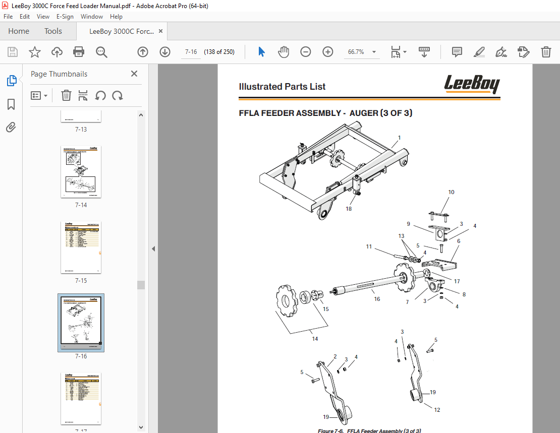 LEEBOY 3000C Force Feed Loader Operations Service & Parts Manual SN ...