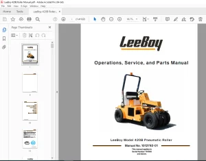 LEEBOY 420B Pneumatic Roller Operations, Service & Parts Manual 1012792-01 PDF DOWNLOAD