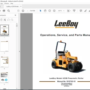 LEEBOY 420B Pneumatic Roller Operations, Service & Parts Manual 1012792-01 PDF DOWNLOAD