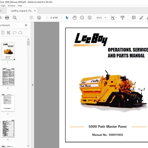 LEEBOY 5000 Path Master Paver Operations Service & Parts Manual 50001002 PDF DOWNLOAD