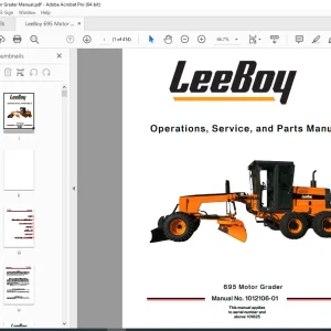 LEEBOY 695 Motor Grader Operations, Service & Parts Manual SN 101825 PDF DOWNLOAD