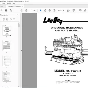 LEEBOY 700 PAVER  OPERATORS MAINTENANCE & PARTS MANUAL 7000196 PDF DOWNLOAD