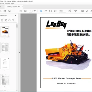LEEBOY 8500 Limited Conveyor Paver Operations, Service & Parts Manual 85000402 PDF DOWNLOAD
