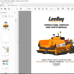 LEEBOY 8500C CONVEYOR PAVER Operations, Service & Parts Manual SN 93179 PDF DOWNLOAD