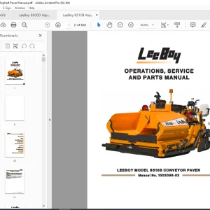 LEEBOY 8510B Conveyor Paver Operations, Service & Parts Manual 1003096-02  PDF DOWNLOAD