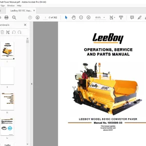 LEEBOY 8510C CONVEYOR PAVER Operations, Service & Parts Manual SN 94417 PDF DOWNLOAD